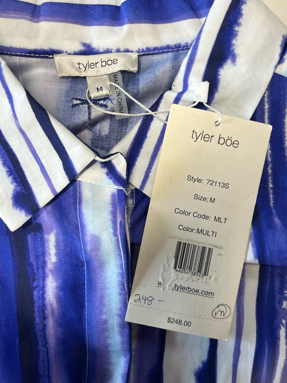 NWT Tyler boe | Blue white Striped Button Front Low Waisted Shirt Dress M - Picture 5 of 7